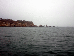 Rocks at the Dalian Jinshitan Coastal National Geopark, viewed from the ferry