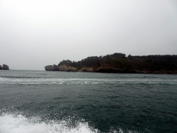 Rocks at the Dalian Jinshitan Coastal National Geopark, viewed from the ferry