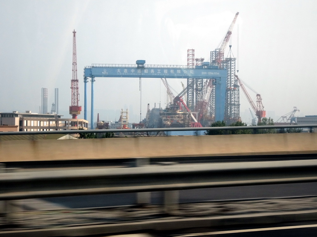 The harbour of Heshang Island, viewed from the taxi at Zhenxing Road