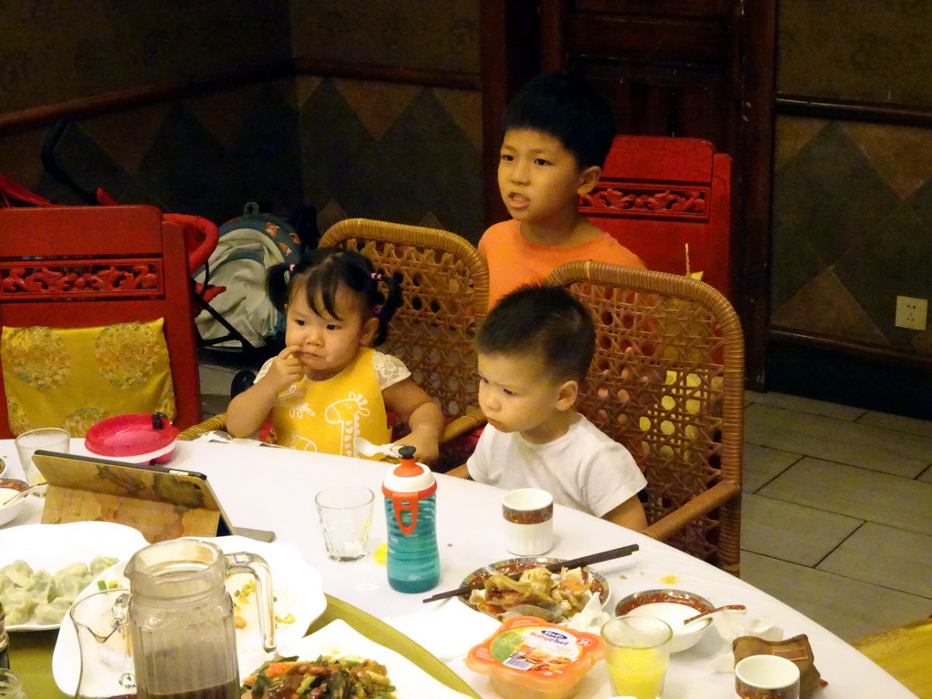 Max, his cousin and a friend at the Daqinghua Dumplings restaurant at Wuwu Street