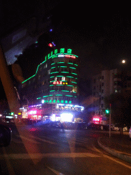Building at Huanghai West Road, viewed from the taxi, by night