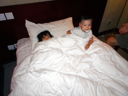Max and his cousin at his grandparents` room at the New Sea View International Hotel