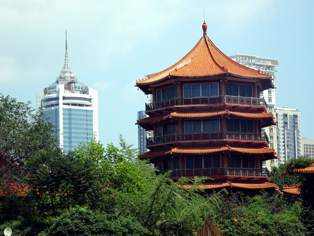 Classical building and skyscrapers at Huanghai West Road