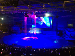 Acrobat in the Main Hall of the Pole Aquarium at the Dalian Laohutan Ocean Park, during the Water Show
