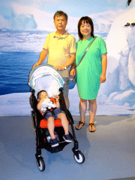 Miaomiao, Max and Miaomiao`s father at the Pole Aquarium at the Dalian Laohutan Ocean Park