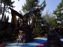 Dinosaur statues at the Jurassic Exploration area at the Dalian Laohutan Ocean Park