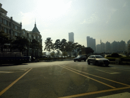 Buildings at Binhai West Road, viewed from the taxi
