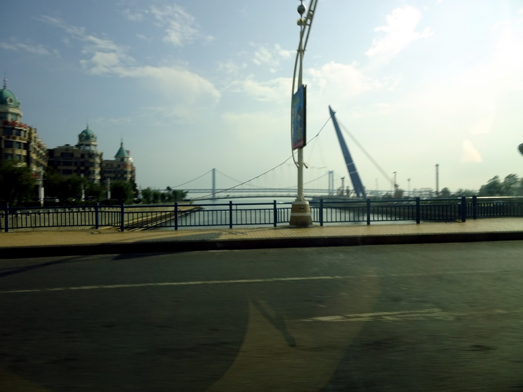 Xinghai Bay Bridge, viewed from the taxi at the southeast side of Xinghai Square