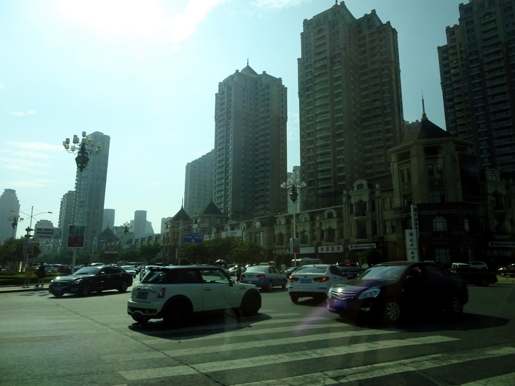 Skyscrapers at the southwest side of Xinghai Square, viewed from the taxi