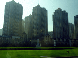 Skyscrapers at the northwest side of Xinghai Square, viewed from the taxi