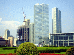 Xinghai Square with skyscrapers at the northeast side, viewed from the taxi on the west side