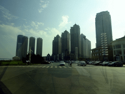 Skyscrapers at the southwest side of Xinghai Square, viewed from the taxi