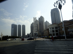 Skyscrapers at the southwest side of Xinghai Square, viewed from the taxi