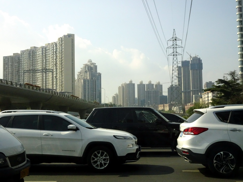 Skyscrapers at Gaoerji Road, viewed from the taxi