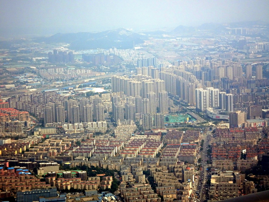 Skyscrapers in the Xiwafang area, viewed from the airplane to Beijing