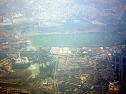 Lake in the Xiagou area, viewed from the airplane to Beijing