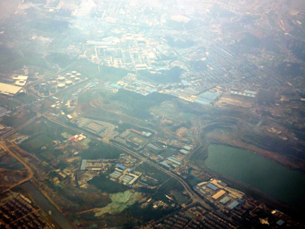 The east side of the lake in the Xiagou area, viewed from the airplane to Beijing