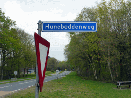 Sign of the Hunebeddenweg street, at the crossing with the Van Helomaweg street