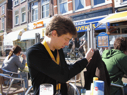 Tim at a terrace on the Markt square