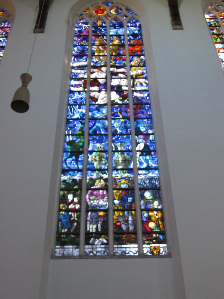 Stained glass window in the Oude Kerk church
