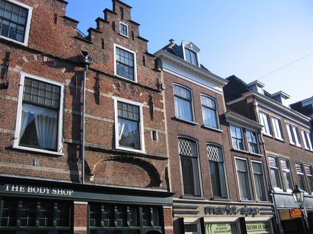 Fronts of houses in the shopping street Jacob Gerritstraat