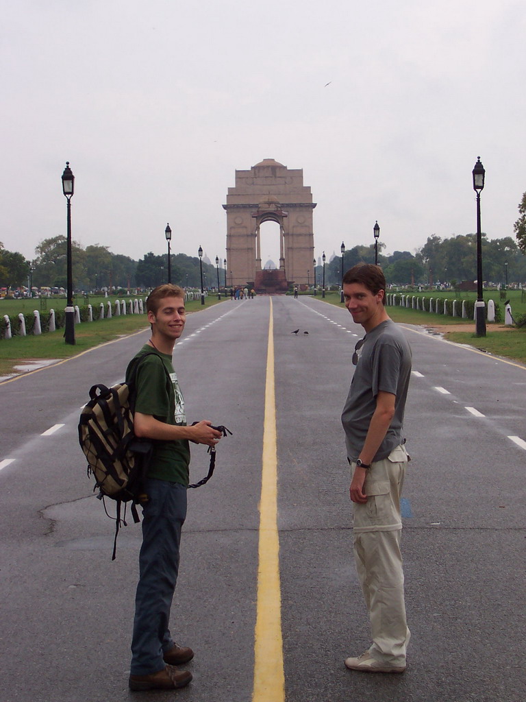 Tim and Rick in front of the Reflecting Pool and the east side of the India Gate