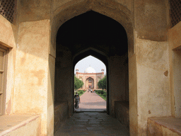 West gate to Humayun`s Tomb, viewed from within Isa Khan`s Tomb at the Humayun`s Tomb complex