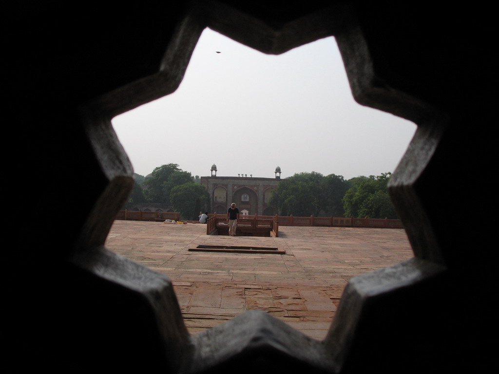 West gate to Humayun`s Tomb at the Humayun`s Tomb complex, viewed from Humayun`s Tomb