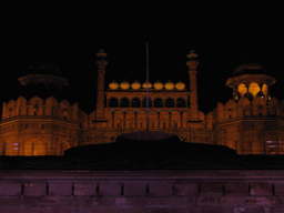 Upper part of the Lahori Gate of the Red Fort, by night