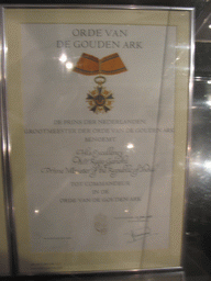Dutch `Orde van de Gouden Ark` award for Rajv Gandhi, at the Indira Gandhi Memorial Museum