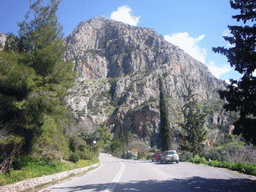 Road outside of Delphi, and Mount Parnassos