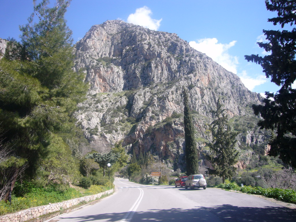 Road outside of Delphi, and Mount Parnassos