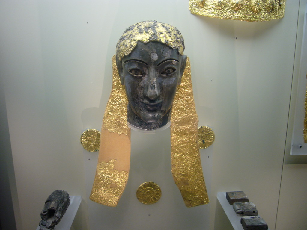 Remnants of an ivory Apollo statue, with gold decorations