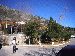 Miaomiao outside our lunch restaurant near Delphi