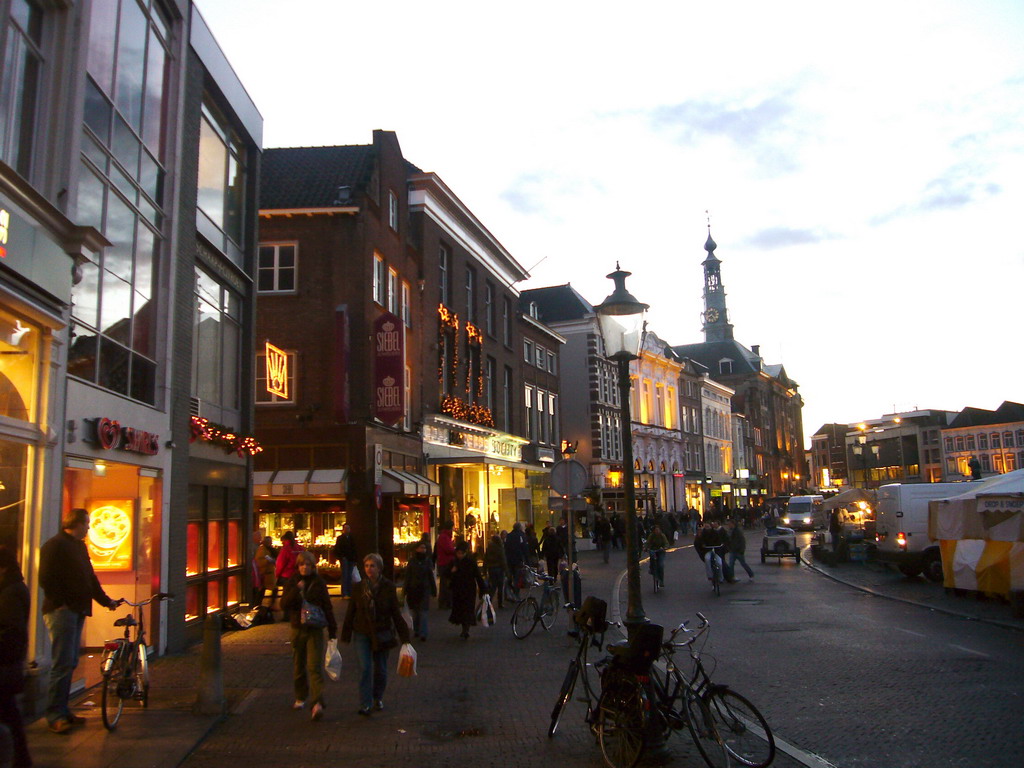 The Markt square with the City Hall, at sunset