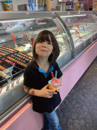 Max with an ice cream at the Frezzo shop
