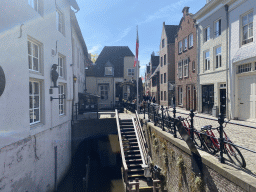 The boarding point of the boat tour on the Binnendieze river at the Molenstraat street