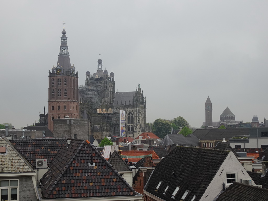 The city center with St. John`s Cathedral and the Hieronymus Bosch Art Center, viewed from the roof of the Parking Garage Wolvenhoek