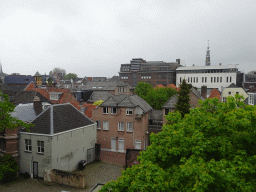 The city center with the tower of the City Hall, viewed from the roof of the Parking Garage Wolvenhoek