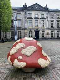 Mushroom statue from the Efteling theme park in front of the Noordbrabants Museum at the Verwersstraat street