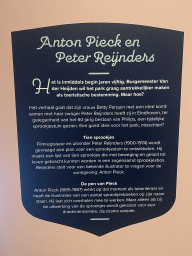 Information on Anton Pieck and Peter Reijnders, at the Efteling exhibition at the Noordbrabants Museum
