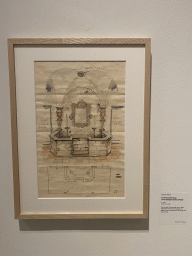 Drawing of the Snow White attraction at the Efteling theme park, at the Efteling exhibition at the Noordbrabants Museum, with explanation