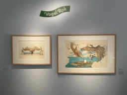 Drawings of the Vogel Rok attraction at the Efteling theme park, at the Efteling exhibition at the Noordbrabants Museum, with explanation