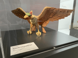 Scale model of the bird statue at the entrance to the Vogel Rok attraction at the Efteling theme park, at the Efteling exhibition at the Noordbrabants Museum, with explanation