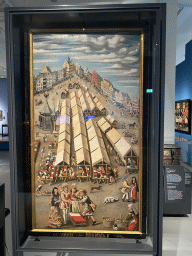 Painting `The Cloth Market at `s-Hertogenbosch` at the `Het Verhaal van Brabant` exhibition at the Wim van der Leegtezaal room at the Noordbrabants Museum