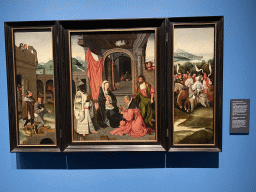 Triptych `Adoration of the Magi` by a follower of Hieronymus Bosch, at the `Het Verhaal van Brabant` exhibition at the Wim van der Leegtezaal room at the Noordbrabants Museum