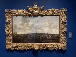Painting `Exodus of the Spanish troops from Breda (1637)` by Hendrick de Meijer, at the `Het Verhaal van Brabant` exhibition at the Wim van der Leegtezaal room at the Noordbrabants Museum, with explanation