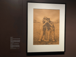 Painting `Two peasants in the field lighting a pipe` by Jozef Gindra, at the exhibition `Van Gogh in Brabant` at the Noordbrabants Museum, with explanation