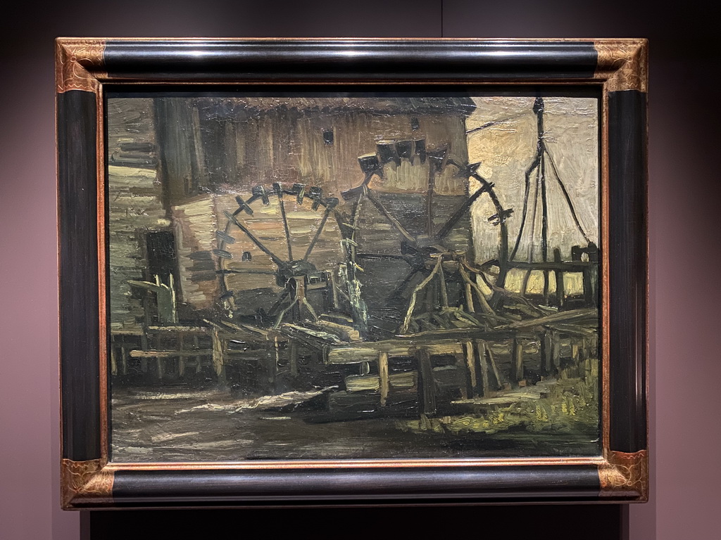 Painting `Wheels of the Gennep Watermill` by Vincent van Gogh at the exhibition `Van Gogh in Brabant` at the Noordbrabants Museum