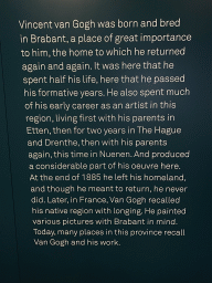 Information on Vincent van Gogh and Brabant at the exhibition `Van Gogh in Brabant` at the Noordbrabants Museum